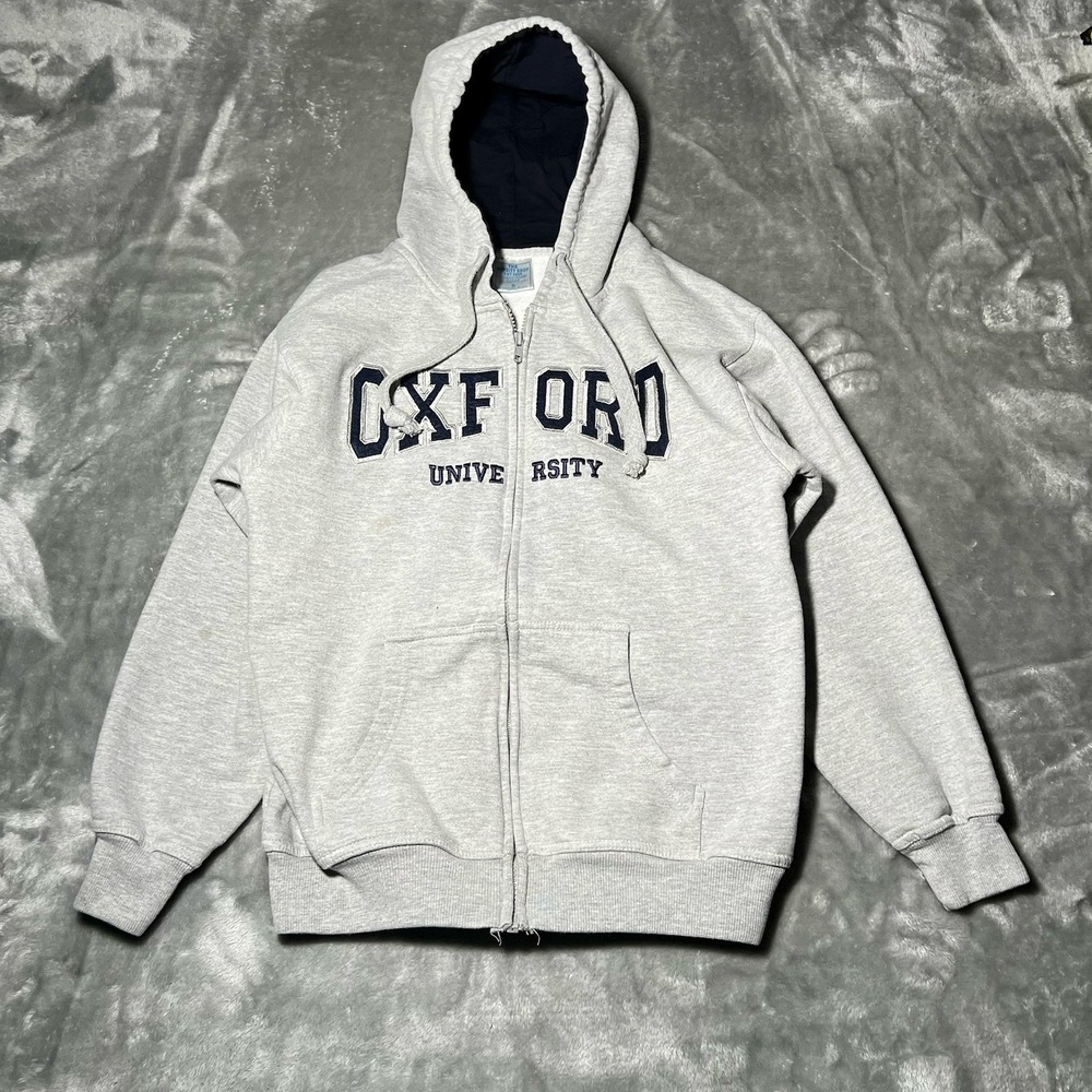 Oxford Hoodie Men Size Small Gray College Embroidered College Sweatshirt
